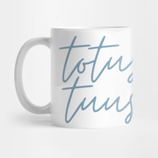 Totus Tuus Light Blue Thin Cursive Mug